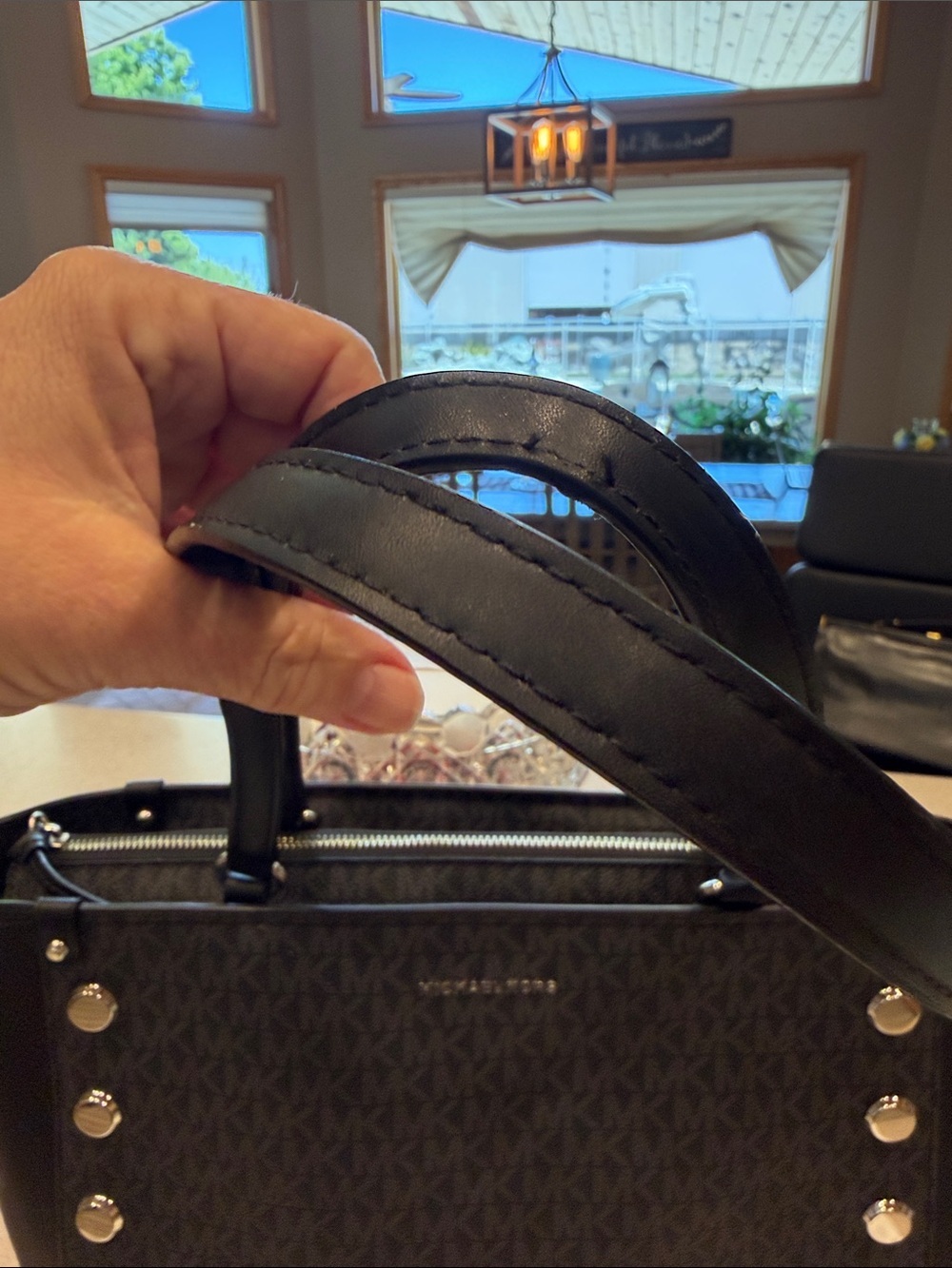 Michael Kors Black Tote with Silver Accents and Logo Print - Picture 3 of 16